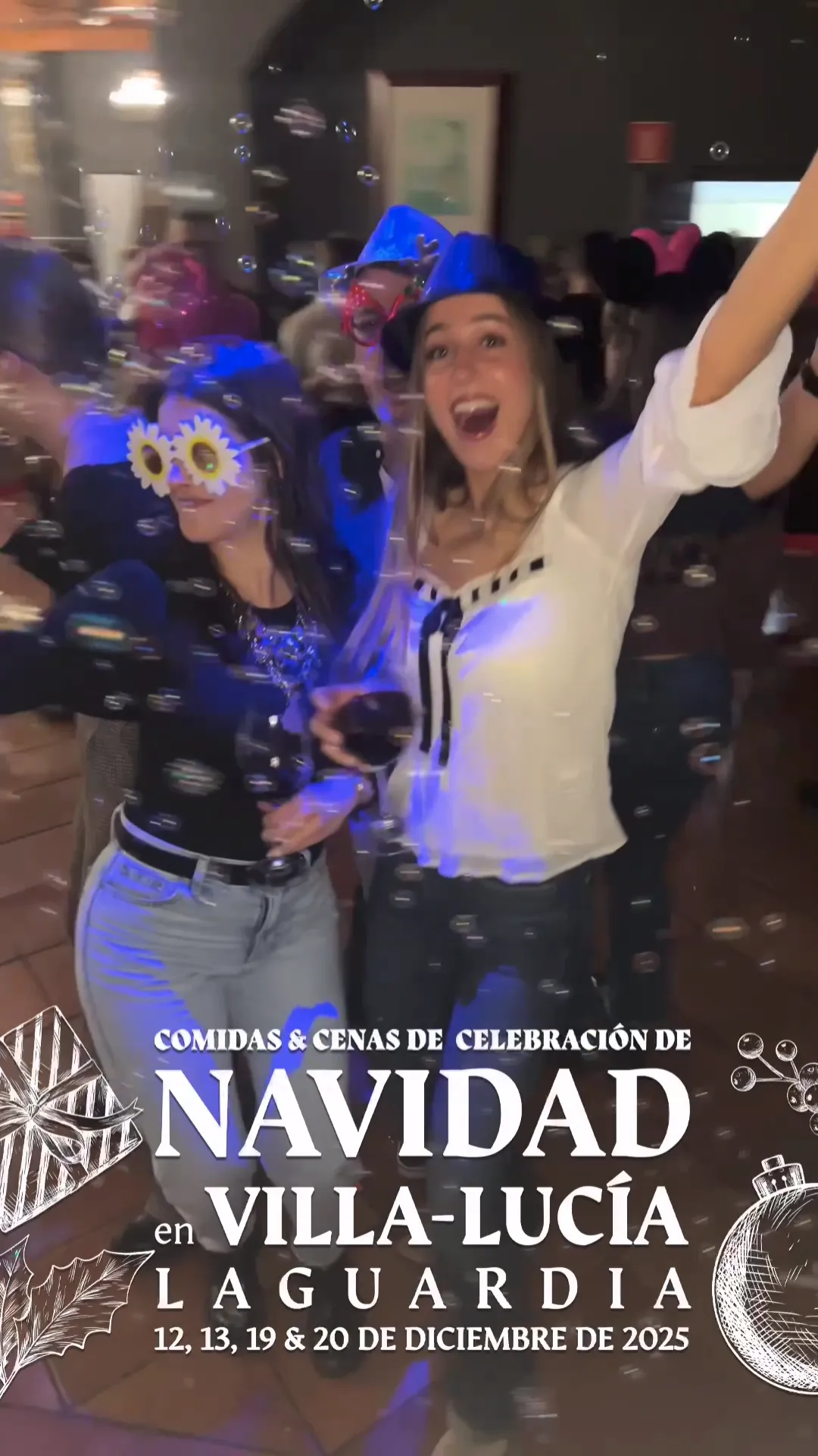 Ambiente navideño en las Cenas de Navidad de Villa-Lucía 2025